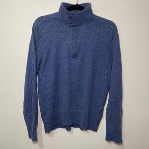 Banana Republic Men’s Blue Merino Wool Blend Half Zip Mock Neck preppy Sweater L